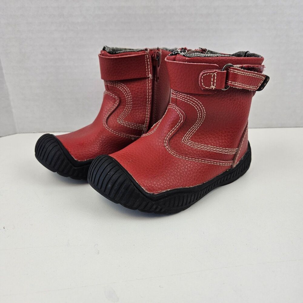Vincent Imported Stylish Red leather Boots Boy/Girl EU 25/ US 9 Imperfections
